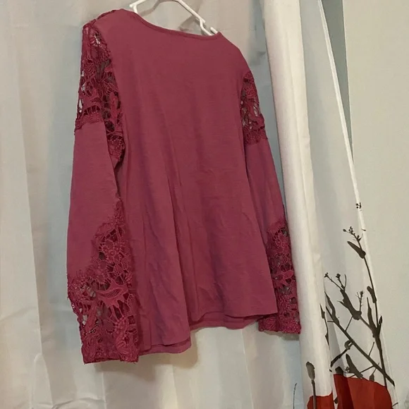 Women's Large ROCKIN C Pink Lace Top Cavender's - Picture 5 of 5